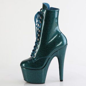 Glitter Platform Lace Up Ankle Boots